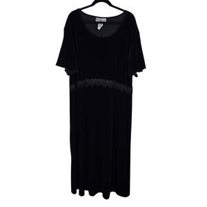 Vintage Another Thyme Velvet Dress SZ 24 Black Lace 90s Dark Romantic Whimsigoth